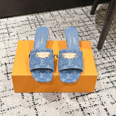 LV CHERRY HIGH HEELS 25S 55 MM IN BLUE DENIM STYLE 5