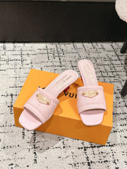 LV CHERRY HIGH HEELS 25S 55 MM IN LIGHT PINK DENIM STYLE 4