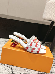 LV CHERRY HIGH HEELS 25S 55 MM IN WHITE CALFSKIN STYLE 11