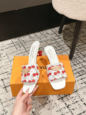 LV CHERRY HIGH HEELS 25S 55 MM IN WHITE CALFSKIN STYLE 11