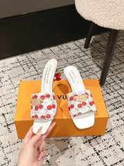 LV CHERRY HIGH HEELS 25S 55 MM IN WHITE CALFSKIN STYLE 11