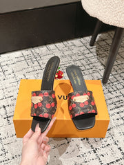 LV CHERRY HIGH HEELS 25S 55 MM IN DARK BROWN MIX BLACK CALFSKIN STYLE 12