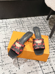 LV CHERRY HIGH HEELS 25S 55 MM IN DARK BROWN MIX BLACK CALFSKIN STYLE 12