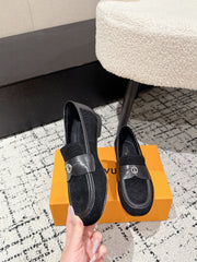 LV LOAFER 25S IN BLACK SUEDE AND CALFSKIN