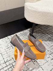LV LOAFER 25S IN DUSTY ROSE BROWN SUEDE AND CALFSKIN