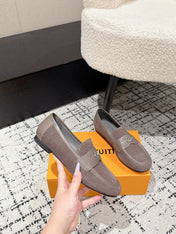 LV LOAFER 25S IN DUSTY ROSE BROWN SUEDE AND CALFSKIN