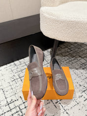 LV LOAFER 25S IN DUSTY ROSE BROWN SUEDE AND CALFSKIN