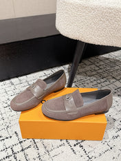 LV LOAFER 25S IN DUSTY ROSE BROWN SUEDE AND CALFSKIN