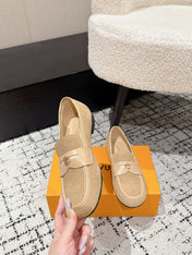 LV LOAFER 25S IN BEIGE SUEDE AND CALFSKIN