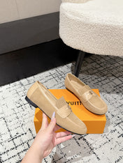 LV LOAFER 25S IN BEIGE SUEDE AND CALFSKIN