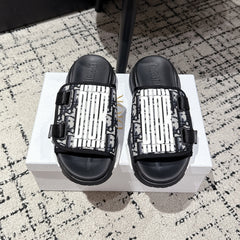 DIOR ADJUSTABLE STRAP SANDALS 25S 50 MM IN BLACK FABRIC MIX CALFSKIN STYLE 4