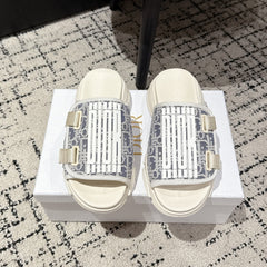 DIOR ADJUSTABLE STRAP SANDALS 25S 50 MM IN CREAM GREY FABRIC MIX WHITE CALFSKIN STYLE 3