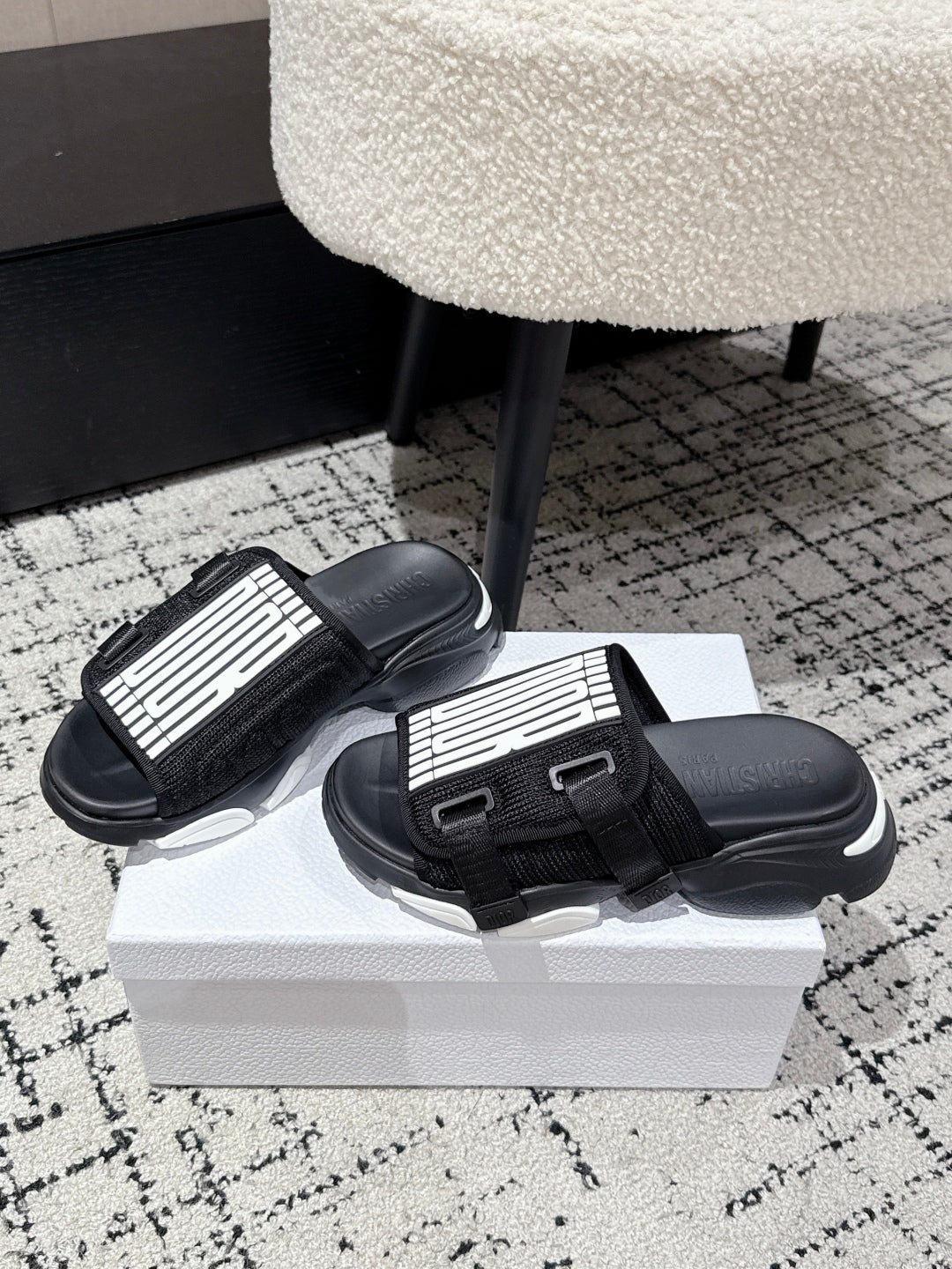 DIOR ADJUSTABLE STRAP SANDALS 25S 50 MM IN BLACK FABRIC MIX CALFSKIN STYLE 5