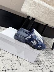 DIOR ADJUSTABLE STRAP SANDALS 25S 50 MM IN NAVY BLUE FABRIC MIX CALFSKIN STYLE 2
