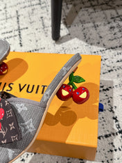 LV CHERRY HIGH HEELS 25S IN DARK GREY DENIM WITH BOW STYLE 7