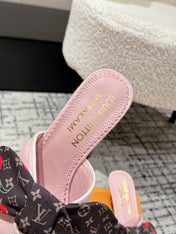 LV CHERRY HIGH HEELS 25S IN LIGHT PINK DENIM WITH BOW STYLE 6