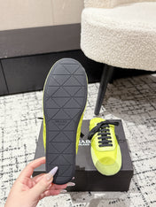 PRADA 25S DEXUN MULE IN LIME GREEN SUEDE LEATHER