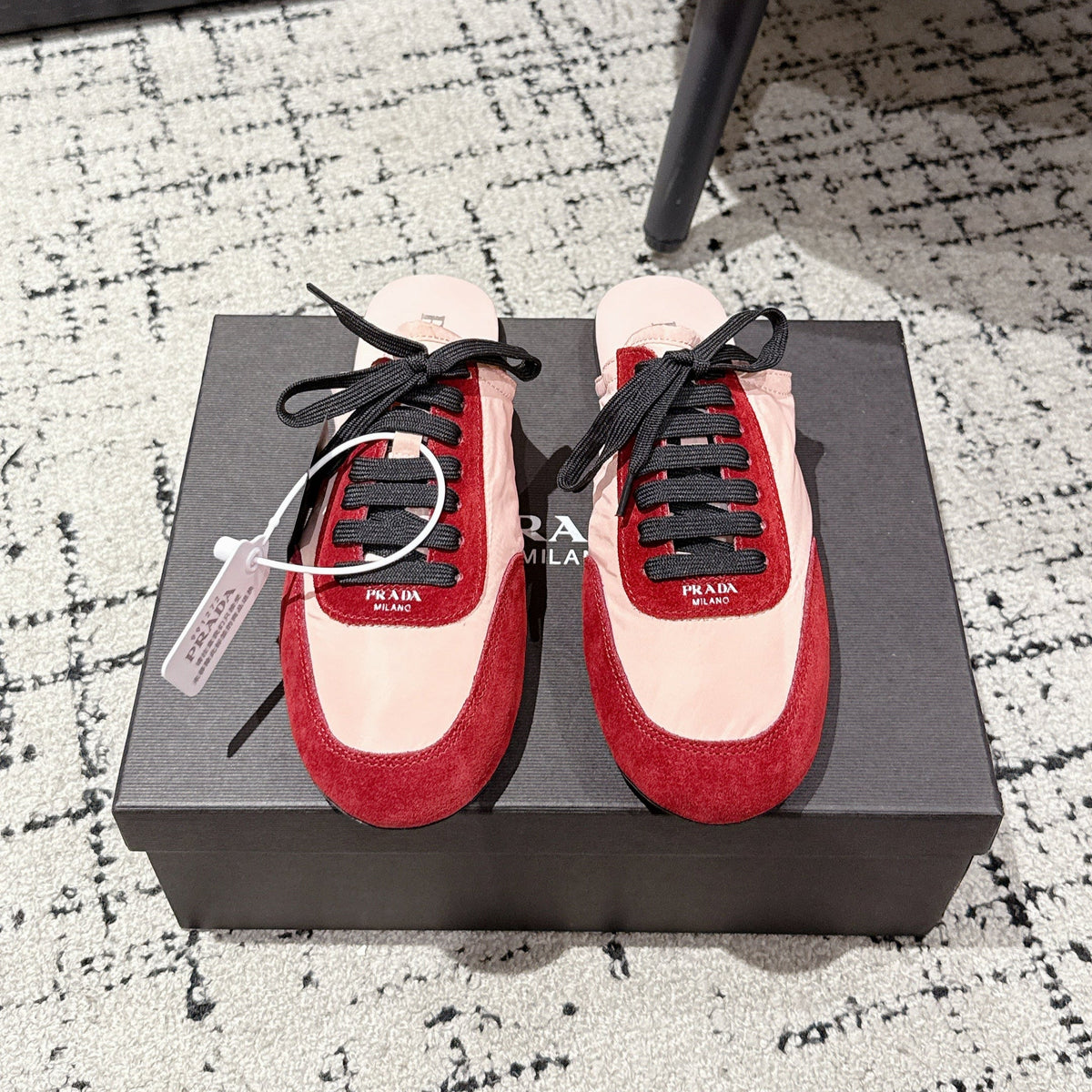PRADA 25S DEXUN MULE IN RED SUEDE LEATHER