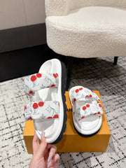 LV MIAMI-STYLE SANDALS 25S IN WHITE FABRIC AND CALFSKIN