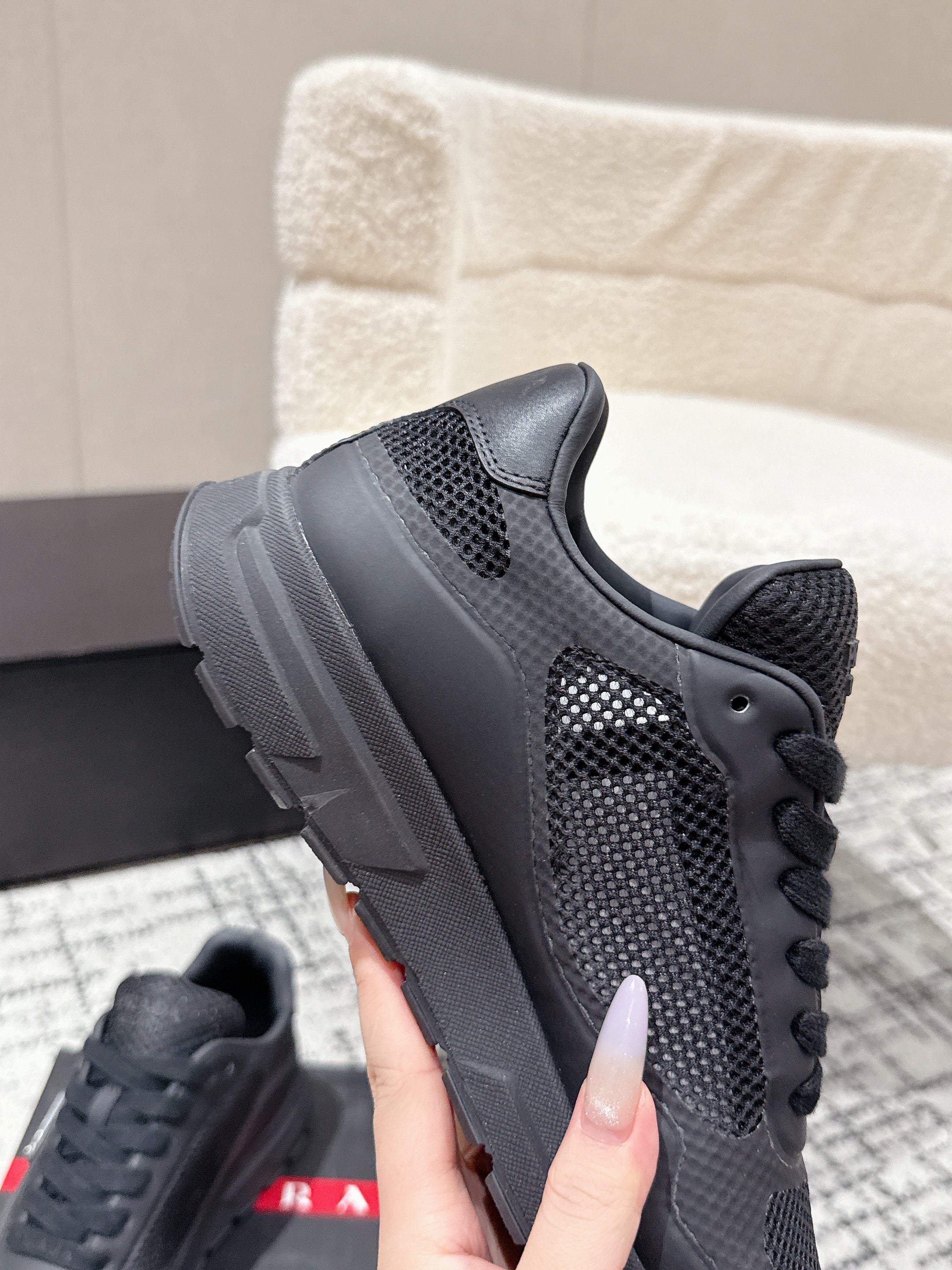 PRADA 25S MEN SNEAKERS IN BLACK CANVAS