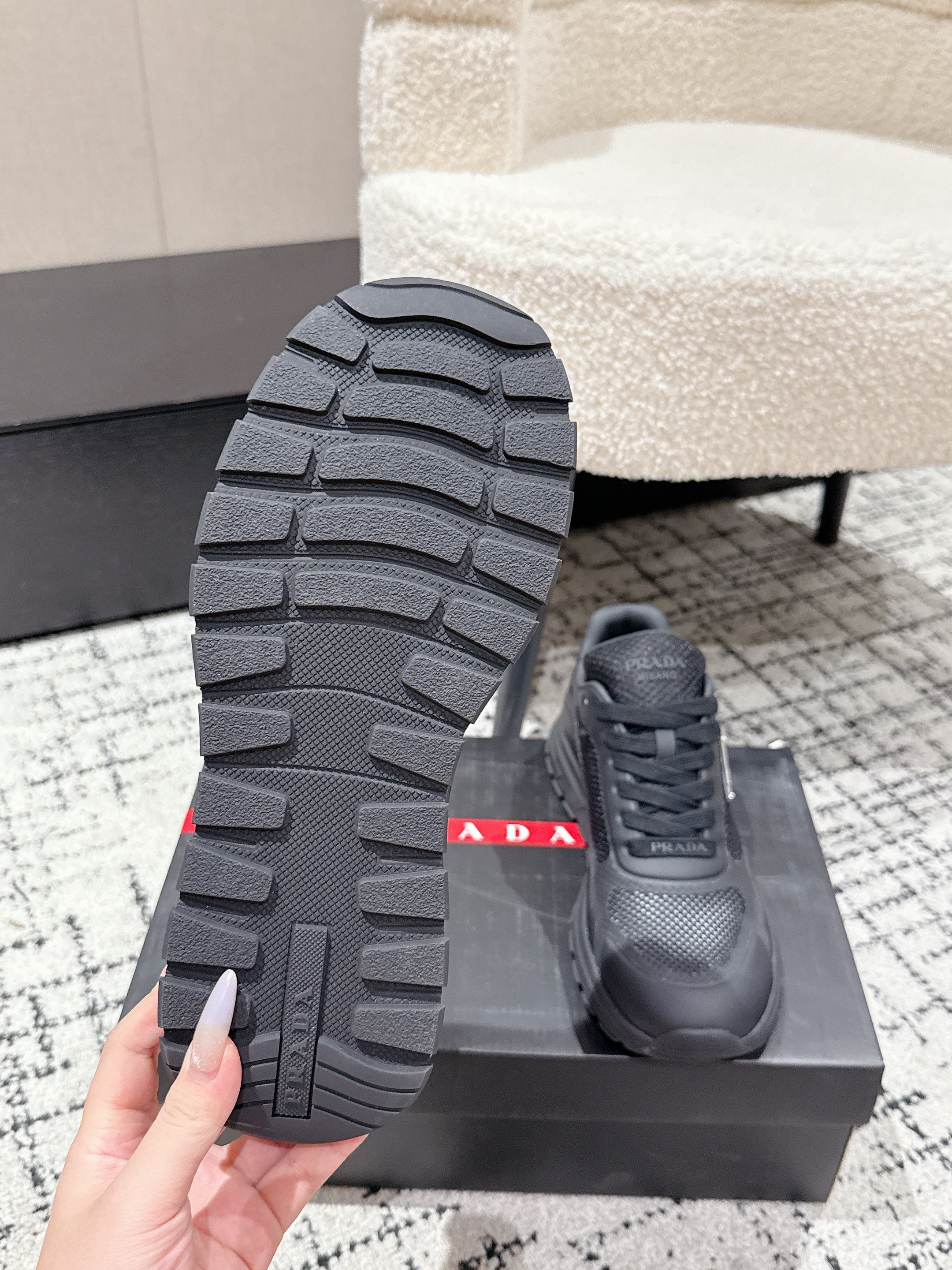 PRADA 25S MEN SNEAKERS IN BLACK CANVAS