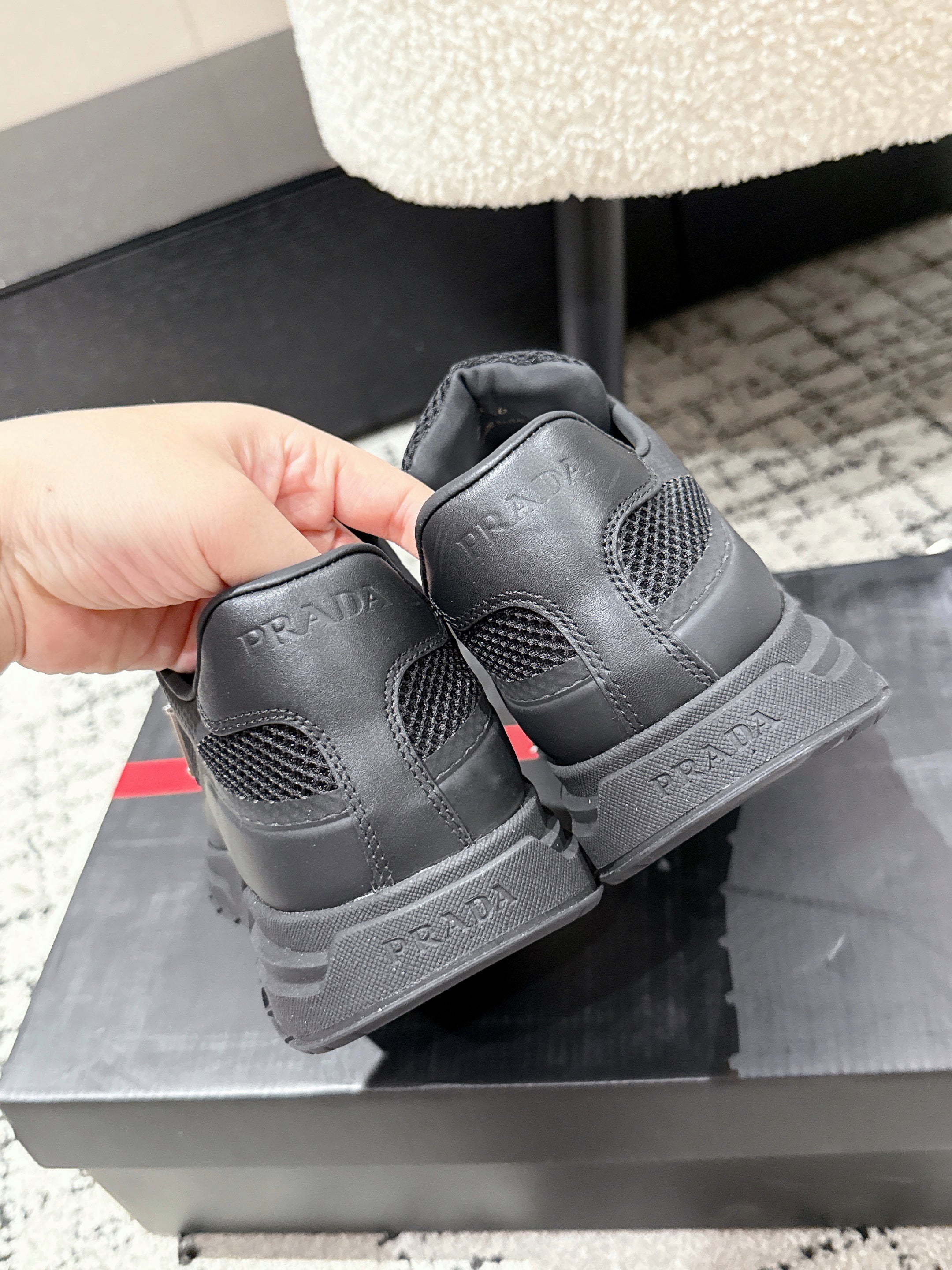 PRADA 25S MEN SNEAKERS IN BLACK CANVAS