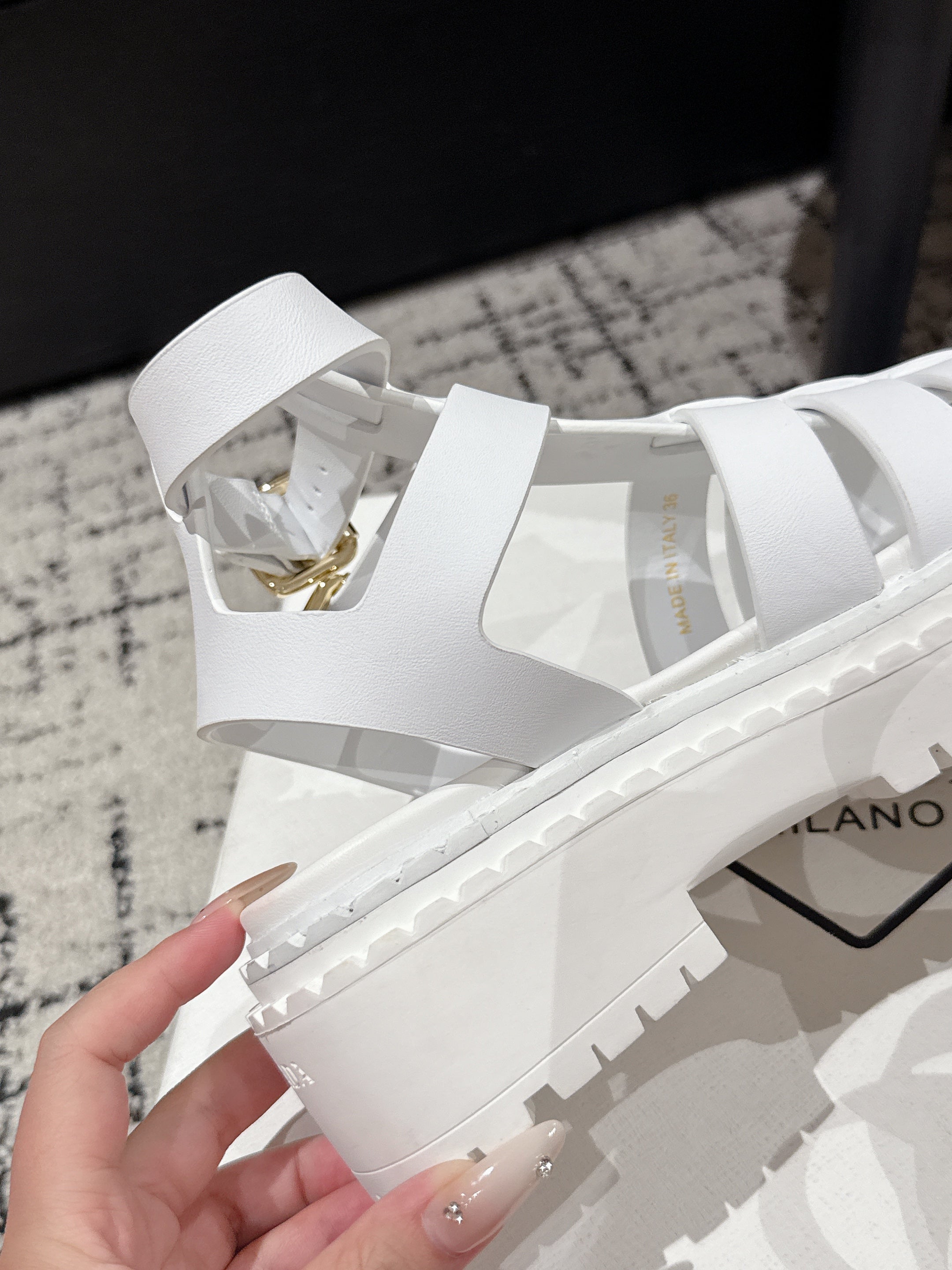 PRADA 25S HIGH TOP OPEN TOE FISHERMAN SANDALS IN WHITE CALFSKIN