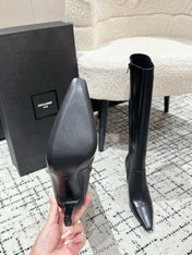 YSL 25S PLATFORM KNEE-HIGH BOOTS 70 MM IN BLACK LAMBSKIN