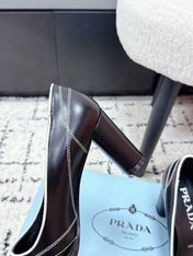 PRADA 26S BOWLING-STYLE HIGH HEELS 70MM IN BLACK CALFSKIN