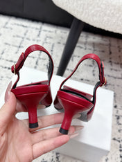 CELINE 26S HIGH-HEEL SLINGBACK 35 MM IN DARK RED CALFSKIN