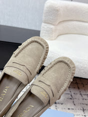 PRADA 26S LOAFERS 25MM IN BEIGE SUEDE