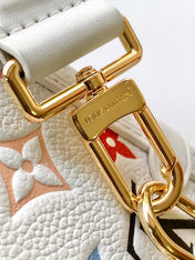 LV 25S SIDE TRUNK MM BAG 23 IN WHITE CALFSKIN GOLD HARDWARE