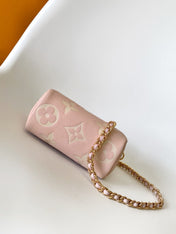LV 25S NANO SPEEDY BAG 16 IN ROSE AND QUARTZ EMBOSSED GRAINED CALFSKIN