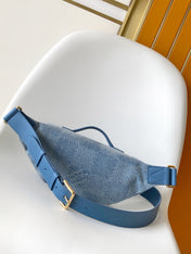 LV 25S RUSH BUMBAG 30 IN BLUE CANVAS DAMIER DENIM