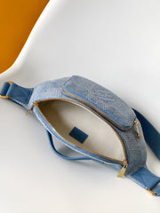 LV 25S RUSH BUMBAG 30 IN BLUE CANVAS DAMIER DENIM