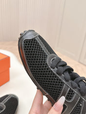 KIGA SNEAKER IN BLACK CROCHET KNIT AND CALFSKIN