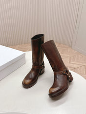 CHLOÉ 26S BOOTS 45 MM IN BROWN CALFSKIN