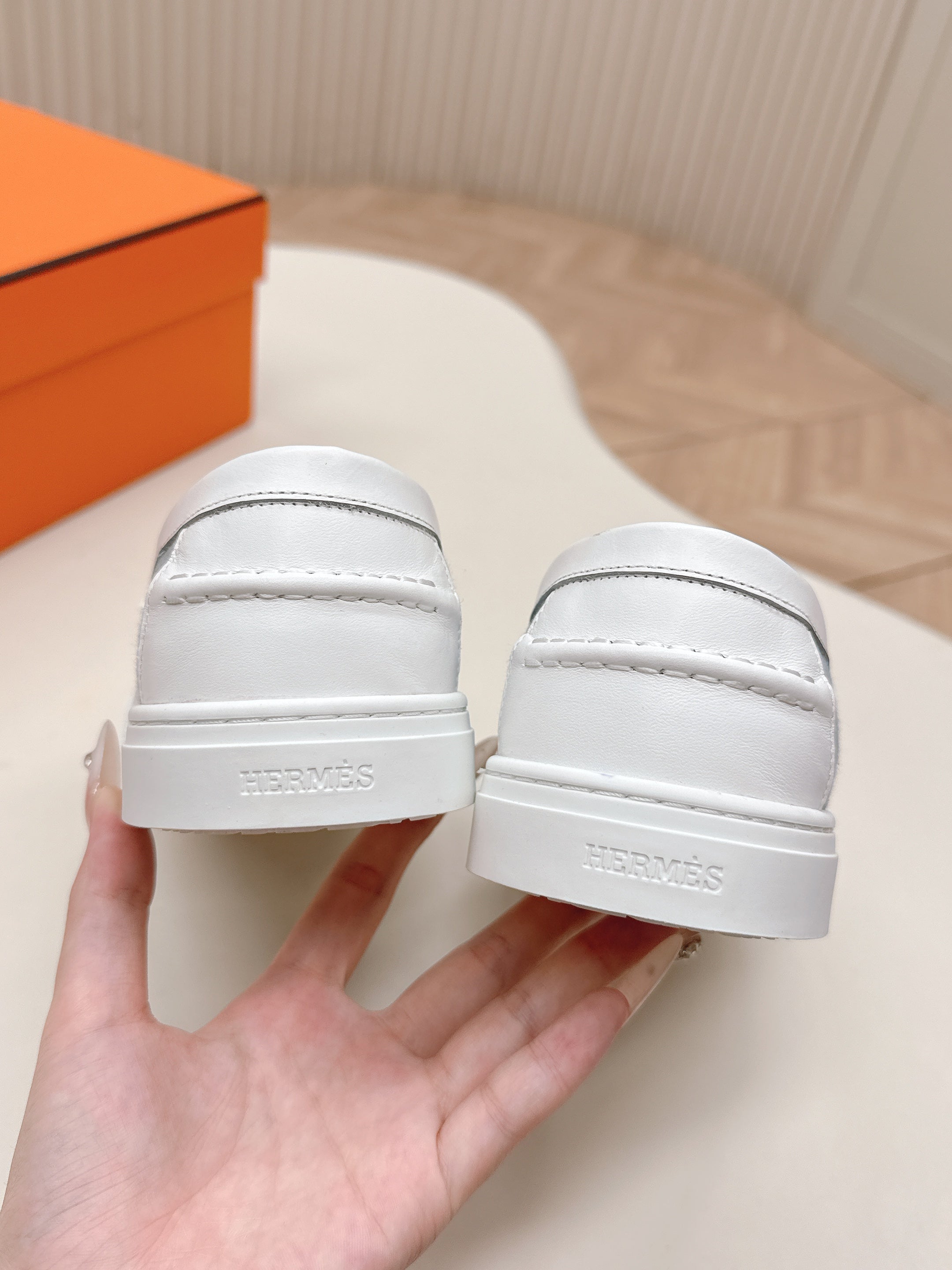 HM 25S SLIP-ON IN BLUE DENIM AND WHITE LAMBSKIN