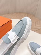 HM 25S SLIP-ON IN BLUE DENIM AND WHITE LAMBSKIN