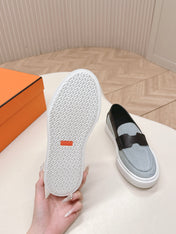 HM 25S SLIP-ON IN BLUE DENIM AND BLACK LAMBSKIN