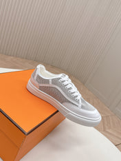 HM 25S SNEAKER LOW SPORTS IN GREY CANVAS MIX WHITE LAMBSKIN