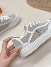 HM 25S SNEAKER LOW SPORTS IN GREY CANVAS MIX WHITE LAMBSKIN