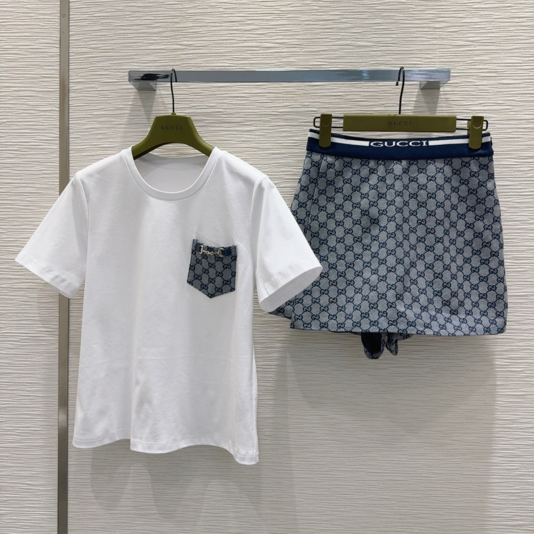 GUCCI CROPPED TOP AND MINI SKIRT SET STYLE 126