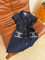 CC 25 Double C Denim Dress Blue Cotton