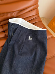 Loewe 25 Logo Embroidered Jeans Dark Blue Cotton