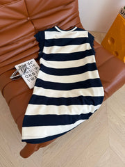 MIU NAVY DRESS WITH WIDE STRIPES 265712