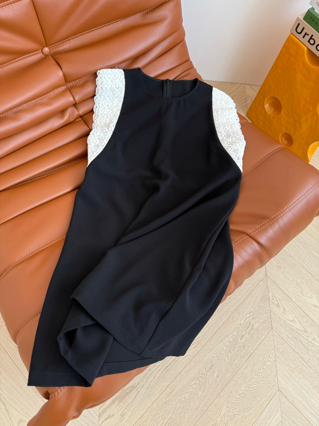 BLACK DRESS  DOUBLE LAYER LACE 25S IN ACETATE 265682