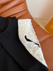 BLACK DRESS  DOUBLE LAYER LACE 25S IN ACETATE 265682