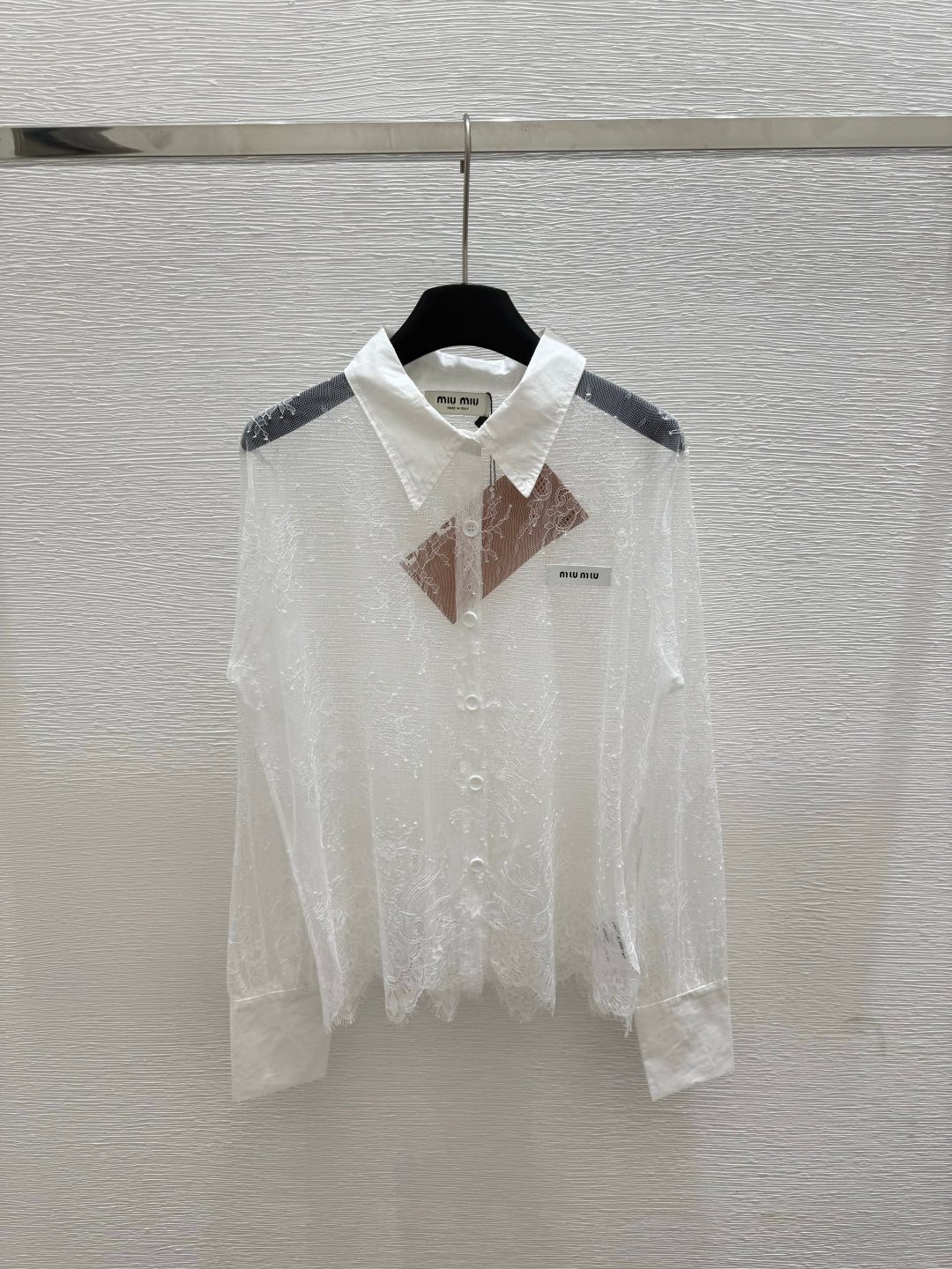 MIUMIU LONG-SLEEVE LACE SHIRT 267993