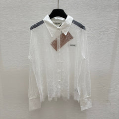 MIUMIU LONG-SLEEVE LACE SHIRT 267993